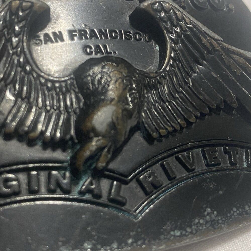 Vintage Levi Strauss Eagle Belt Buckle Original Riveted Western Biker Black